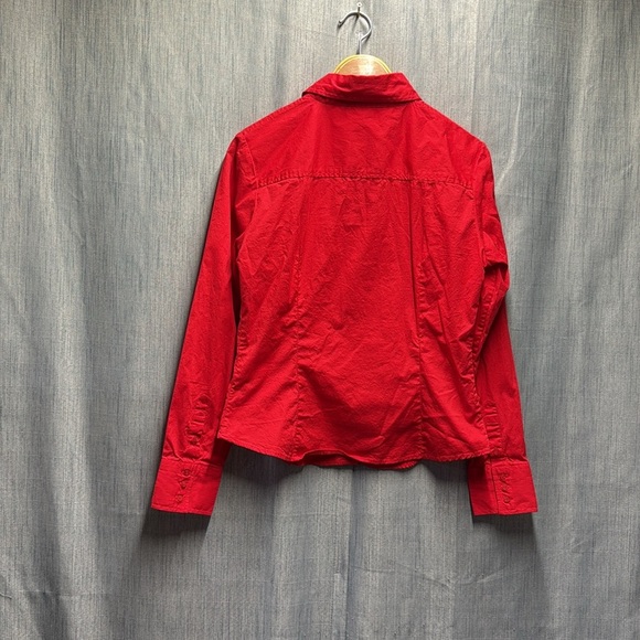 Isaac Mizrahi Vibrant Red button down Shirt size medium - Picture 7 of 9
